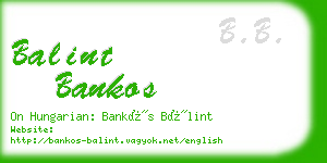 balint bankos business card